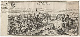 Bensheim a.d. Bergstraße: Kupferstich, Gabriel Bodenehr, um 1720 - Antiquariat Steutzger