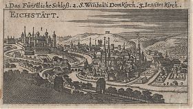 Eichstaett: Kupferstich, Riegel, ca. 1687 - Antiquariat Steutzger, Wasserburg am Inn (vormals Eichstätt) - Ankauf alte Stiche aus dem Bistum Eichstätt