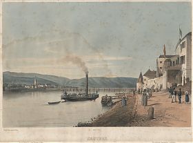 Mautern/Donau: Lithographie, Sandmann/Alt, um 1850 - Antiquariat Steutzger