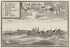 Osterhofen: Kupferstich, Michael Wening, 1723 (Ausschnitt) - Antiquariat Steutzger