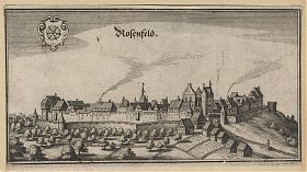 Rosenfeld/bei Balingen: Kupferstich, Matthäus Merian, Topographa Sueviae, um 1650 - Antiquariat Steutzger