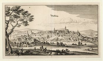 Nabburg/Oberpfalz : Kupferstich, Merian, Topographia Bavariae, um 1650 - Antiquariat Steutzger