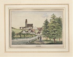 München-Giesing: Lithographie, Dilger, um 1840 - Antiquariat Steutzger