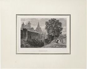 Ingolstadt / Kreuztor : Stahlstich von Carl Wießner nach Jakob Alt, um 1850 - Antiquariat Steutzger