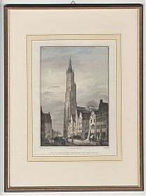 Lanshut/Martinskirche: Kol. Stahlstich v. Lange, ca. 1837 - Antiquariat Steutzger