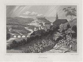 Tübingen: Stahlstich von Lange/Abresch, um 1850 - Antiquariat Steutzger