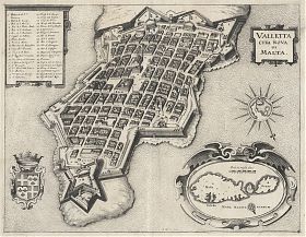 Valletta / Cita Nova di Malta : Kupferstich, Matthäus Merian, um 1650 - Antiquariat Steutzger / Wasserburg am Inn & Buch am Buchrain