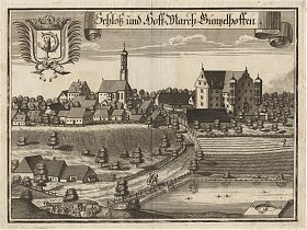 Günzlhofen/Schloß und Hofmark : Kupferstich, Michael Wening, 1701 (Exemplar der Erstauflage) / Antiquariat Steutzger / Buch am Buchrain & Wasserburg am Inn