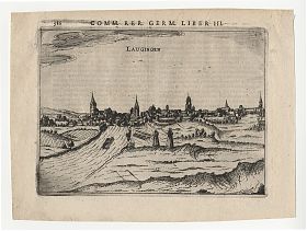 Lauingen ("Laugingen) : Kupferstich, Bertius, ca. 1616 (Rückseite) - Antiquariat Steutzger / Buch am Buchrain & Wasserburg am Inn