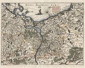 Pommer: Kupferstichkarte, Merian, Theatrum Europaeum, 1633 - Antiquariat Steutzger / Wasserburg am Inn & Buch am Buchrain