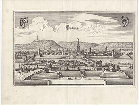 Heilbronn (Heylbronn): Kupferstich, Matthäus Merian, Topographia Sueviae, um 1650 - Antiquariat Steutzger / Buch am Buchrain & Wasserburg am Inn
