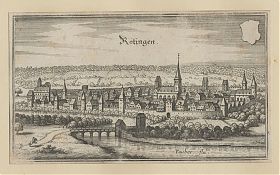 Röttingen ("Rötingen") : Kupferstich, Merian, um 1650 - Joseph Steutzger / Antiquariat / Buch am Buchrain & Wasserburg am Inn