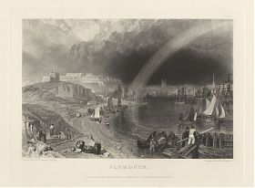 "Plymouth", aus dem Werk: The Harbours of England - Stahlstich & Mezzotinto, Lupton/Turner, 1856 - Antiquariat Besten Dank fuer Ihr Gebot und Ihre Vorauszahlung via EBAY/Paypal / Wasserburg am inn &  Buch am Buchrain