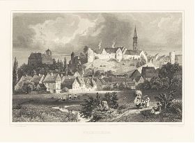 Friedberg/Bayern : Stahlstich von Poppel/Gerhardt, um 1880 - Antiquariat Joseph Steutzger / Buch am Buchrain & Wasserburg am Inn
