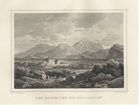 Der Kochelsee mit Schlehdorf : Stahlstich, Riegel/Scheuchzer, um 1880 - Antiquariat Joseph Steutzger / Buch am Buchrain & Wasserburg am Inn