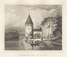 Thurm am Inn zu Passau : Stahlstich von Poppel/Seeberger. - Antiquariat Joseph Steutzger / Buch am Buchrain & Wasserburg am Inn