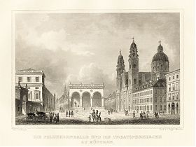 München/Feldherrnhalle, Stahlstich von Poppel/Seeberger, um 1880. - Antiquariat Joseph Steutzger / Buch am Buchrain & Wasserburg am Inn