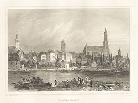 Straubing / Niederbayern : Stahlstich von Poppel/Gerhardt, um 1880 - Antiquariat Joseph Steutzger / Buch am Buchrain & Wasserburg am Inn