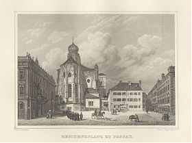 Residenzplatz zu Passau : Stahlstich von Poppel/Seeberger. - Antiquariat Joseph Steutzger / Buch am Buchrain & Wasserburg am Inn