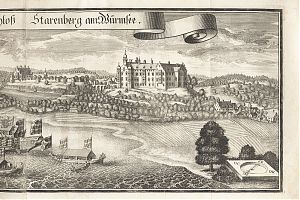 bucentaurSchloß Starnberg mit dem Bucentaurus : "Das Churfürstliche Schloß Starenberg am Würmsee". - Kupferstich von Michael Wening, 1701 (Erstausgabe). - Antiquariat Joseph Steutzger / Wasserburg am Inn & Buch am Buchrain